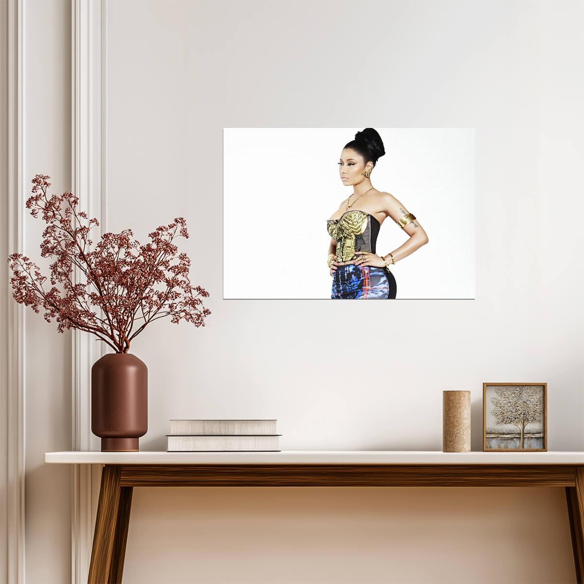 Nicki Minaj Gold Corset Photoshoot | Studio Portrait Poster | Music Star Fashion Art - Music Poster