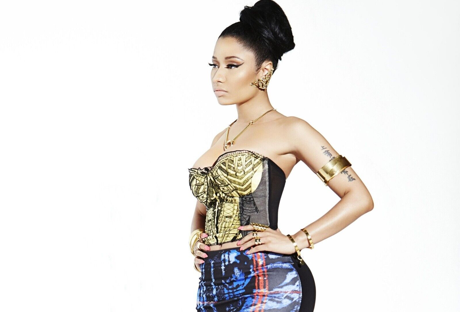 Nicki Minaj Gold Corset Photoshoot | Studio Portrait Poster | Music Star Fashion Art - Music Poster