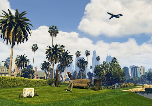 Grand Theft Auto V Michael Playing Golf | Los Santos Scenery Poster | Open World Wall Art - Video Games Poster