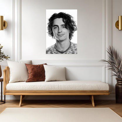 Timothee Chalamet Black & White Portrait | Modern Actor Poster | Celebrity Wall Art - Celebrities Poster