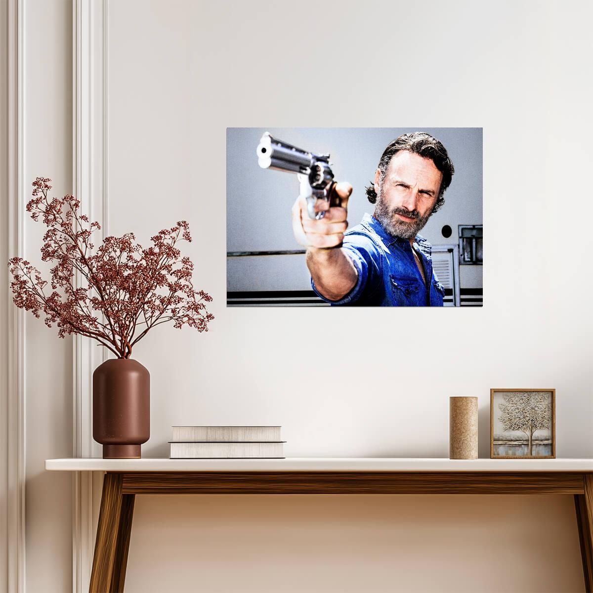 The Walking Dead Rick Grimes Aiming Colt Python | TV Show Poster | Andrew Lincoln Art - Movies & TV Poster