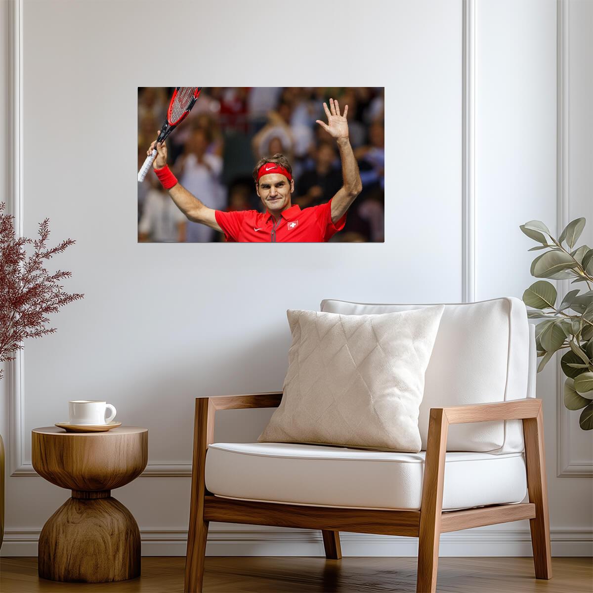 Roger Federer Swiss Tennis Legend | Tennis Poster | Victory Celebration Photo - Sports Poster