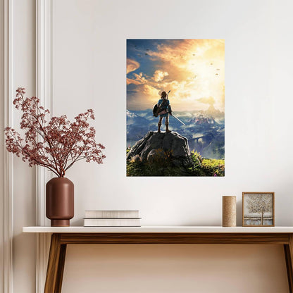 The Legend of Zelda Breath of the Wild Link Overlooking Hyrule Vista | Iconic Promo Art Poster | Gamer Gift BOTW Wall Art - Video Games Poster