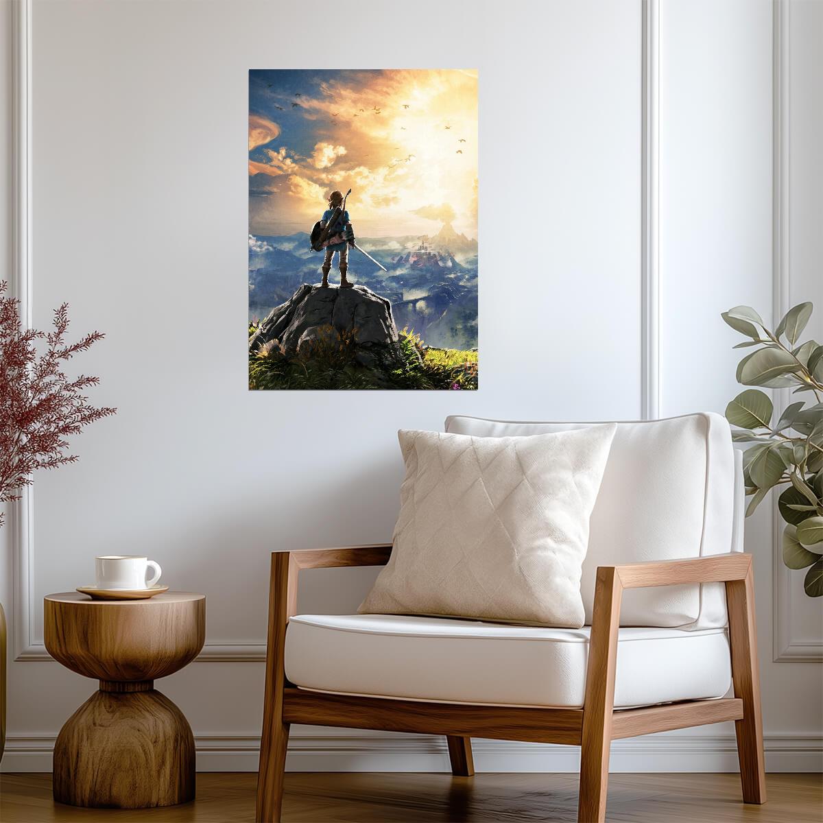 The Legend of Zelda Breath of the Wild Link Overlooking Hyrule Vista | Iconic Promo Art Poster | Gamer Gift BOTW Wall Art - Video Games Poster