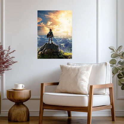 The Legend of Zelda Breath of the Wild Link Overlooking Hyrule Vista | Iconic Promo Art Poster | Gamer Gift BOTW Wall Art - Video Games Poster