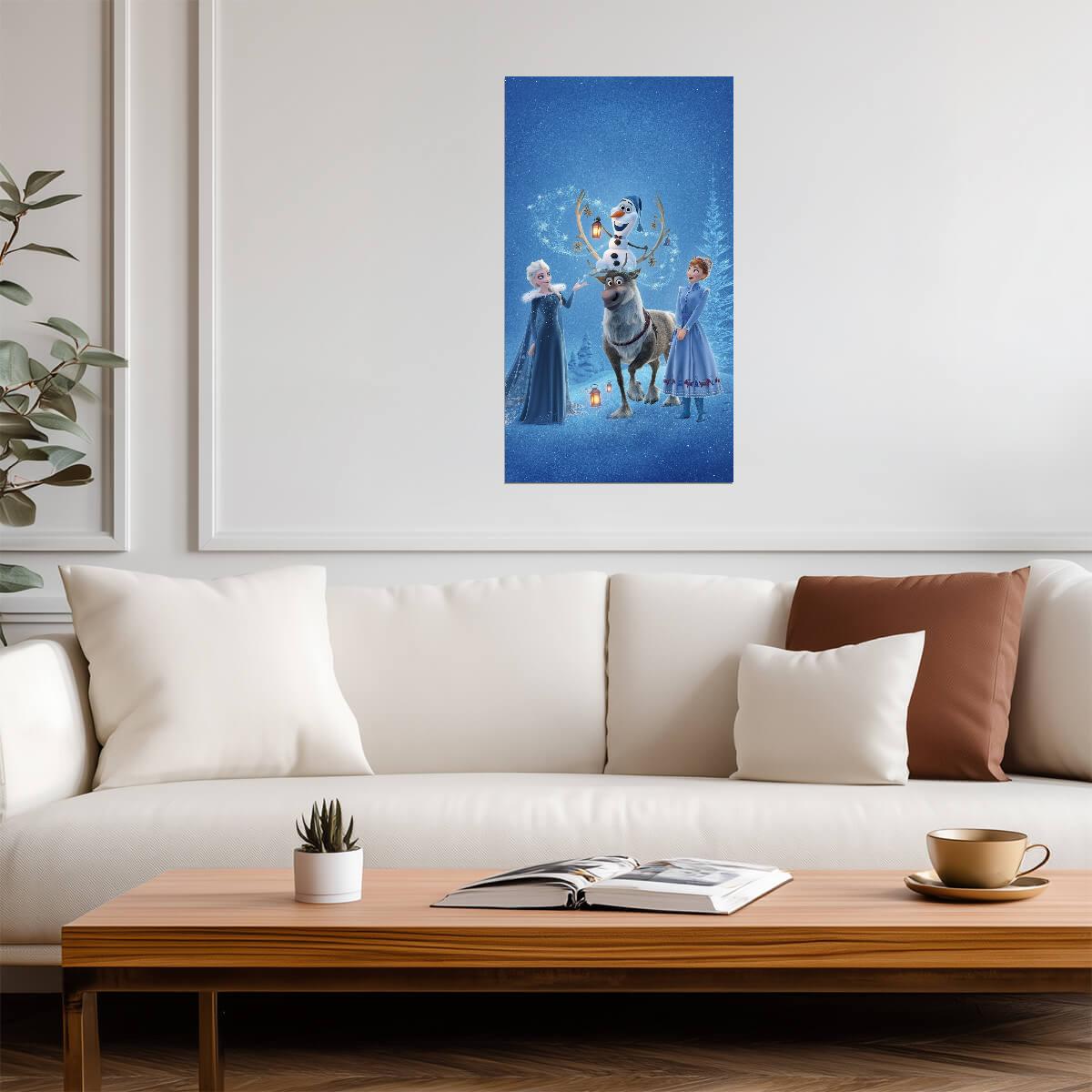 Disney Frozen Elsa Anna & Olaf | Animated Movie Poster | Kids Room Wall Art - Movies & TV Poster