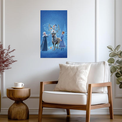 Disney Frozen Elsa Anna & Olaf | Animated Movie Poster | Kids Room Wall Art - Movies & TV Poster