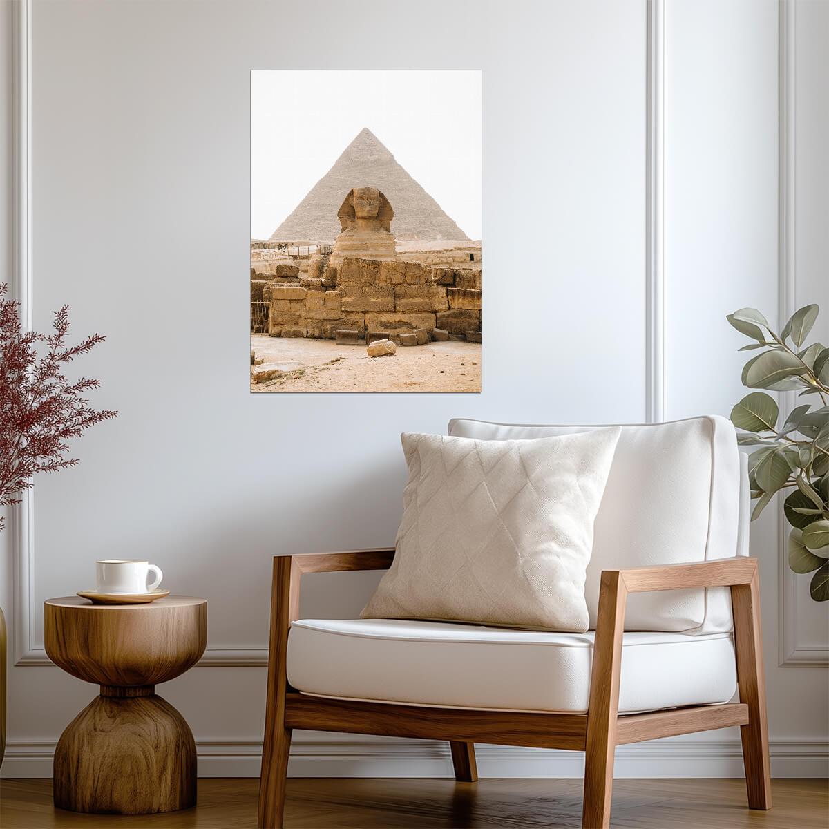 Great Sphinx of Giza and Pyramid | Egypt Photography Print | Ancient Landmark Poster - Photography Poster