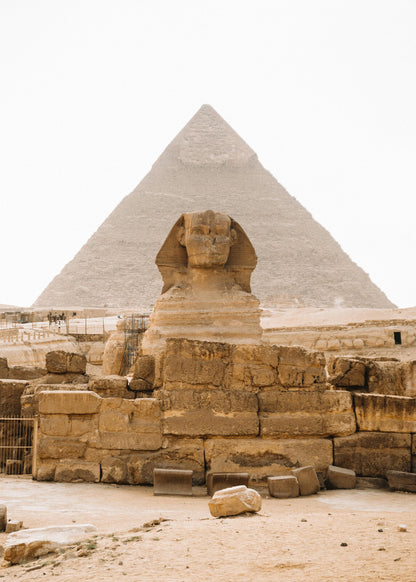Great Sphinx of Giza and Pyramid | Egypt Photography Print | Ancient Landmark Poster - Photography Poster