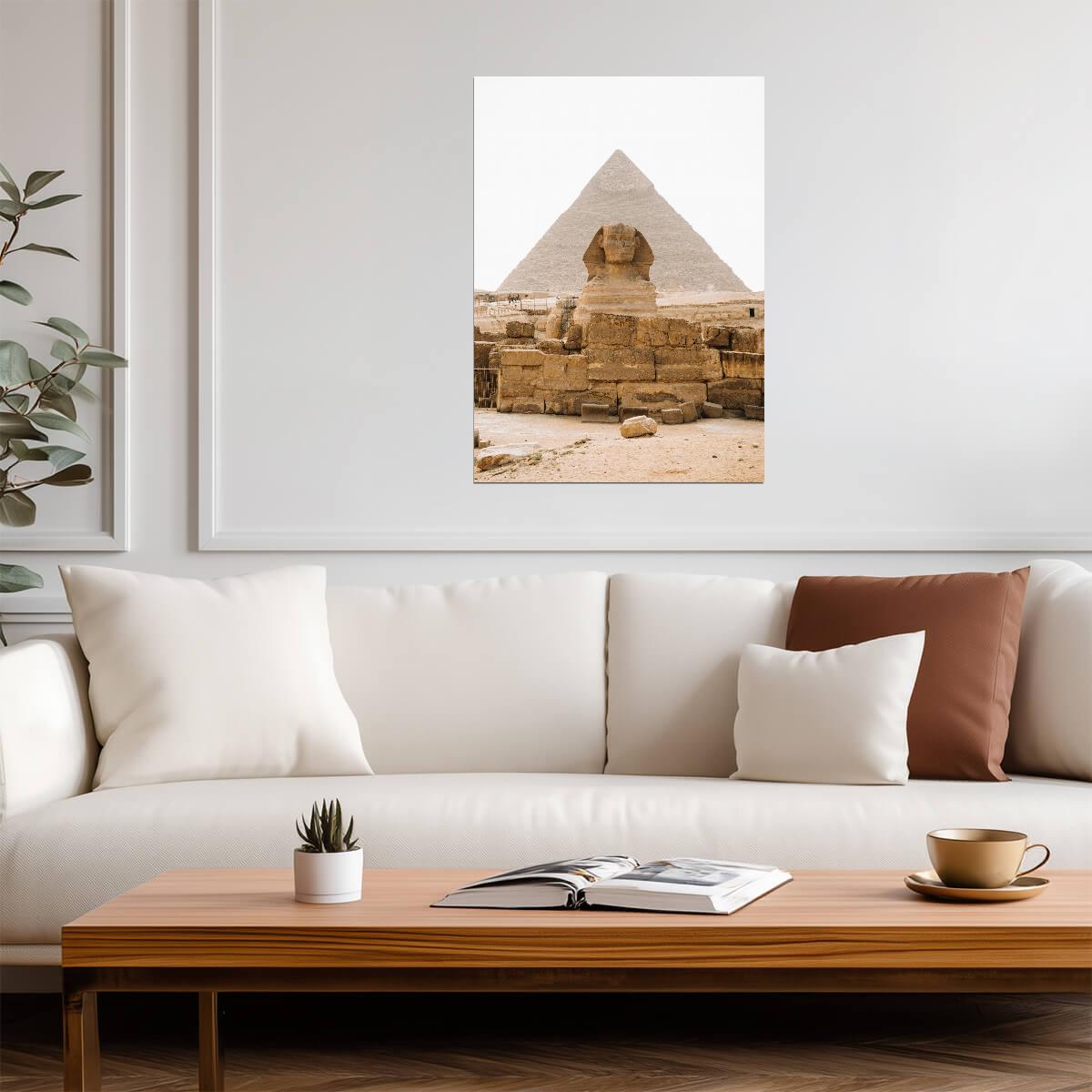 Great Sphinx of Giza and Pyramid | Egypt Photography Print | Ancient Landmark Poster - Photography Poster