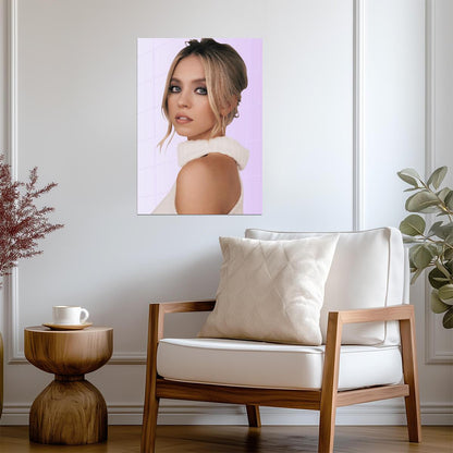 Sydney Sweeney Elegant Portrait | Modern Actress Poster | Pastel Aesthetic Wall Art - Celebrities Poster