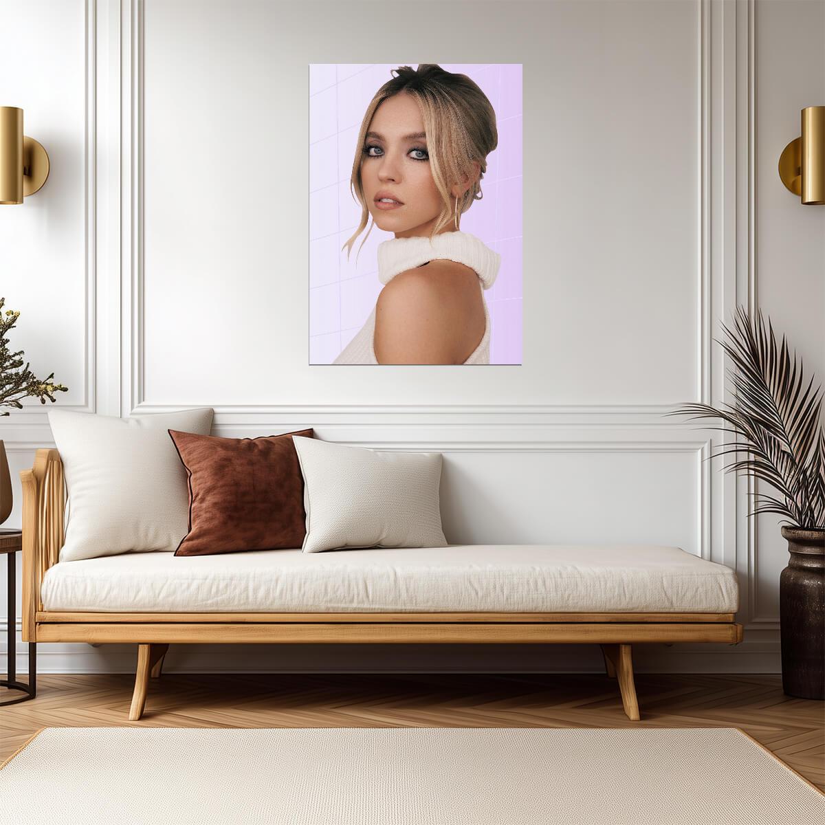 Sydney Sweeney Elegant Portrait | Modern Actress Poster | Pastel Aesthetic Wall Art - Celebrities Poster