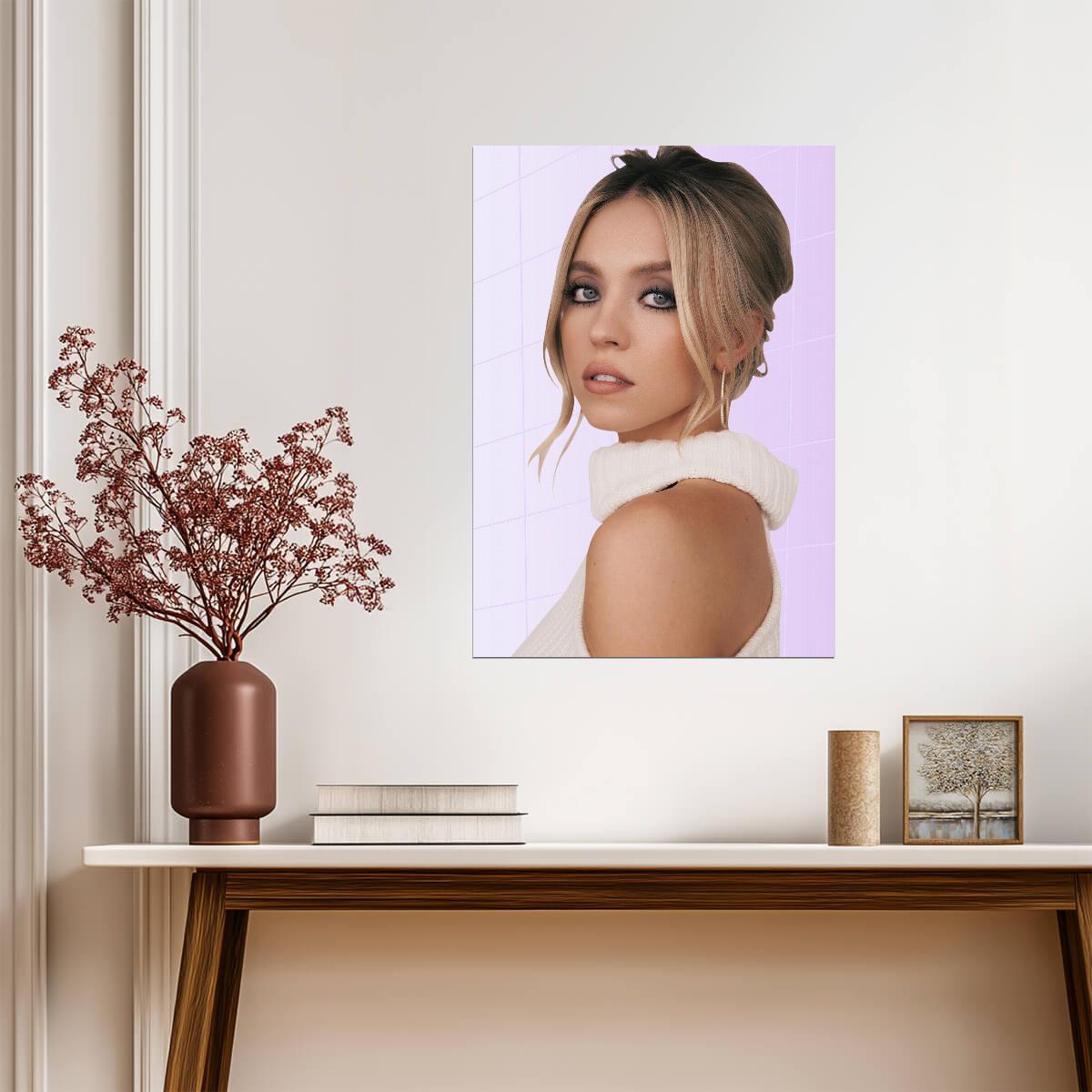 Sydney Sweeney Elegant Portrait | Modern Actress Poster | Pastel Aesthetic Wall Art - Celebrities Poster