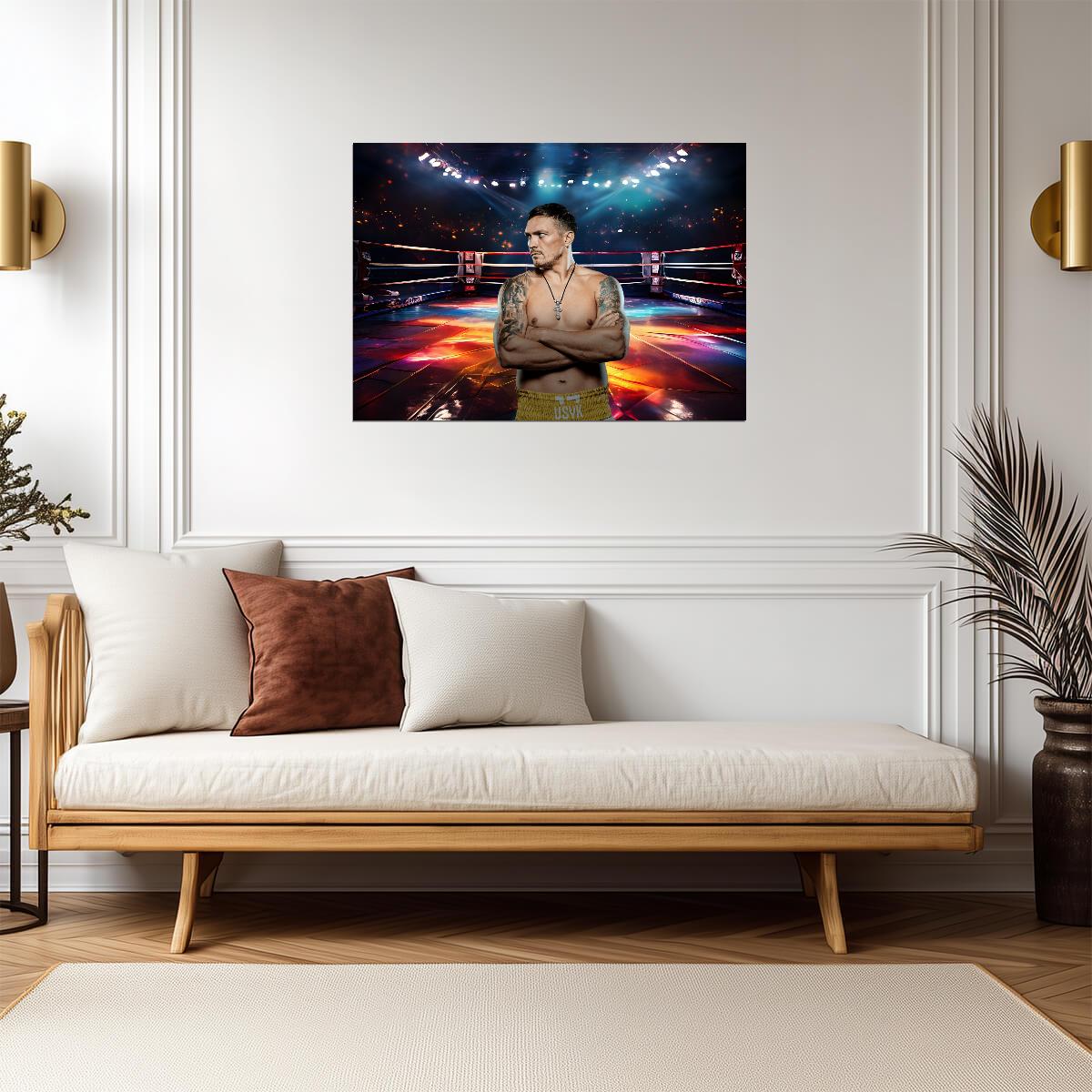 Oleksandr Usyk Arms Crossed Art | Boxing Champion Poster | Combat Sports Print - Sports Poster
