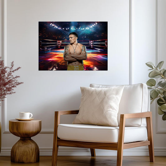 Oleksandr Usyk Arms Crossed Art | Boxing Champion Poster | Combat Sports Print - Sports Poster