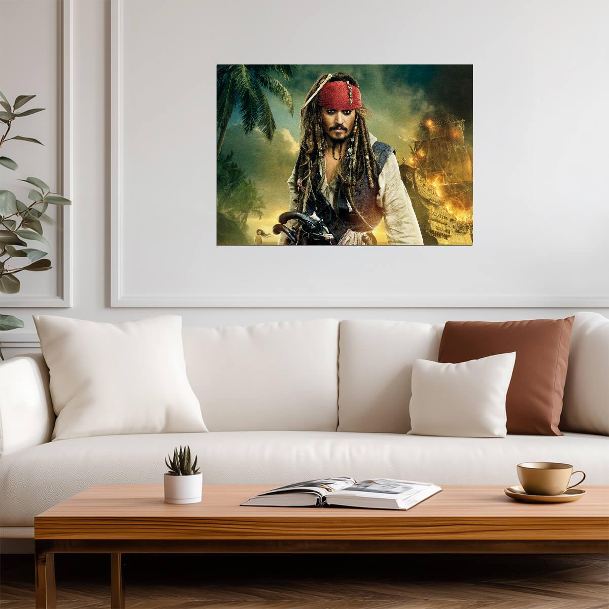 Pirates of the Caribbean Captain Jack Sparrow | Johnny Depp Movie Poster | Adventure Film Art - Movies & TV Poster
