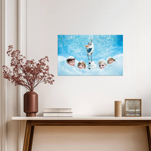 Frozen Movie Poster | Olaf Anna Elsa & Kristoff | Animated Film Art for Kids Room - Movies & TV Poster