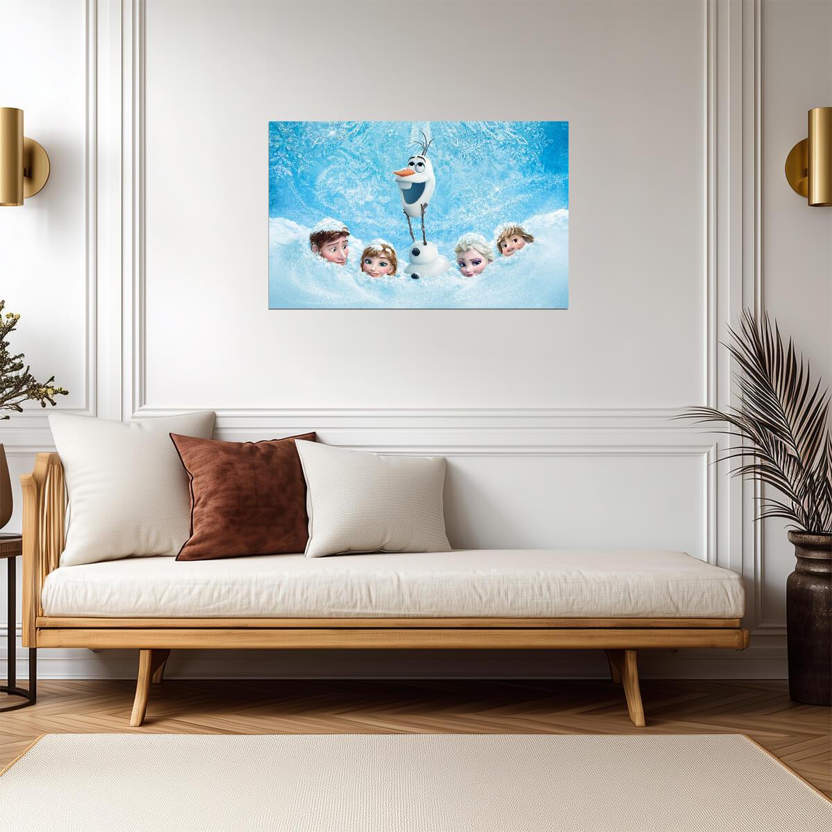 Frozen Movie Poster | Olaf Anna Elsa & Kristoff | Animated Film Art for Kids Room - Movies & TV Poster