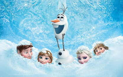 Frozen Movie Poster | Olaf Anna Elsa & Kristoff | Animated Film Art for Kids Room - Movies & TV Poster