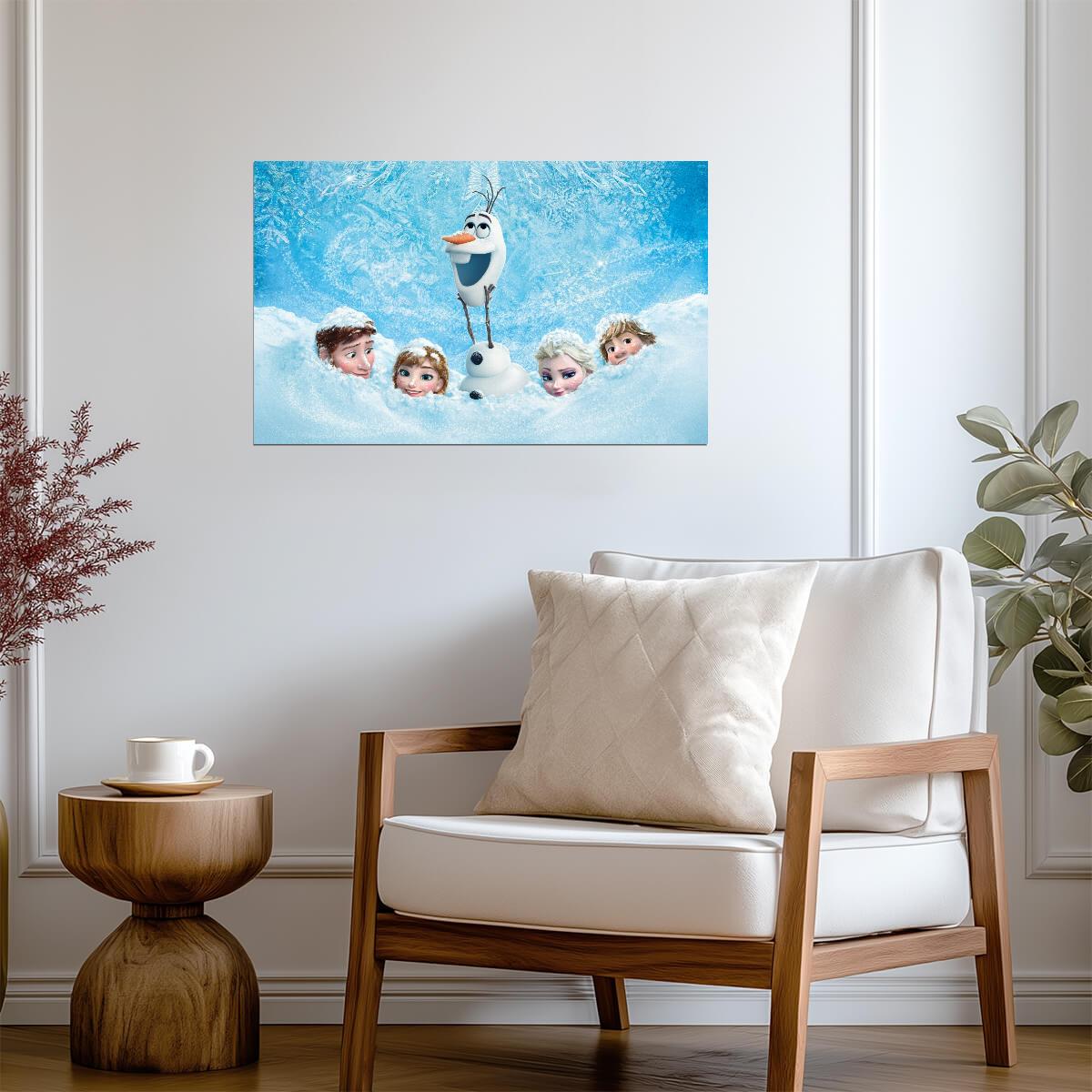 Frozen Movie Poster | Olaf Anna Elsa & Kristoff | Animated Film Art for Kids Room - Movies & TV Poster