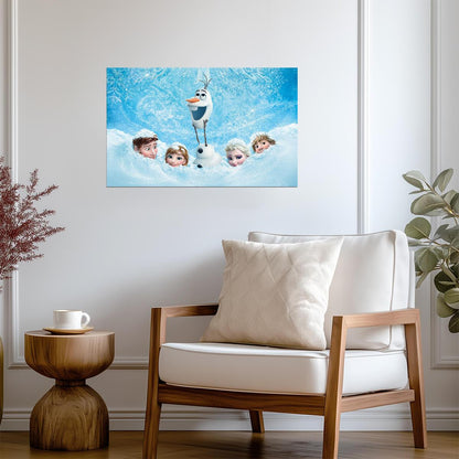 Frozen Movie Poster | Olaf Anna Elsa & Kristoff | Animated Film Art for Kids Room - Movies & TV Poster