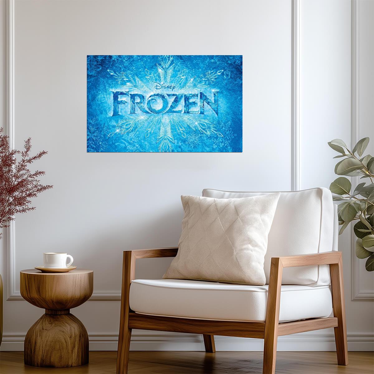 Frozen Icy Title Logo | Animated Movie Poster | Snowflake Wall Art - Movies & TV Poster