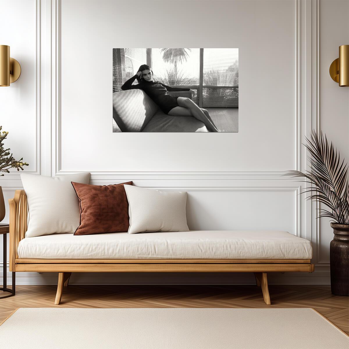 Kendall Jenner Poster | B&W Couch Model Print - Celebrities Poster