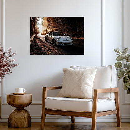 Porsche 911 GT3 RS (991.2) | White German Supercar Poster | Track Focused Sports Car Art - Cars Poster
