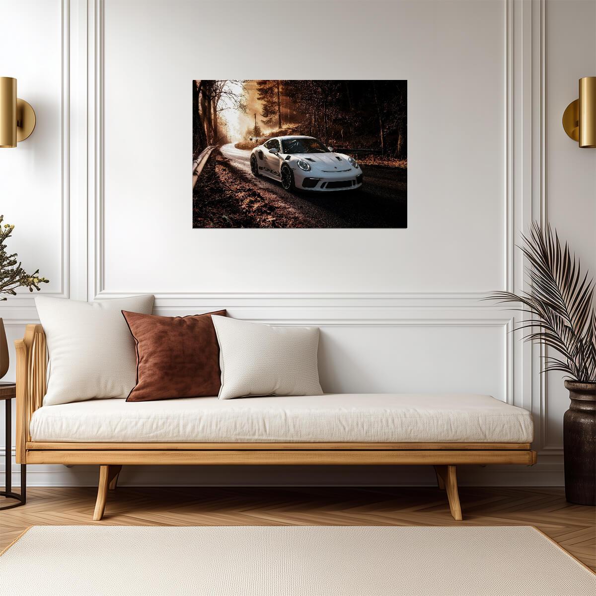 Porsche 911 GT3 RS (991.2) | White German Supercar Poster | Track Focused Sports Car Art - Cars Poster