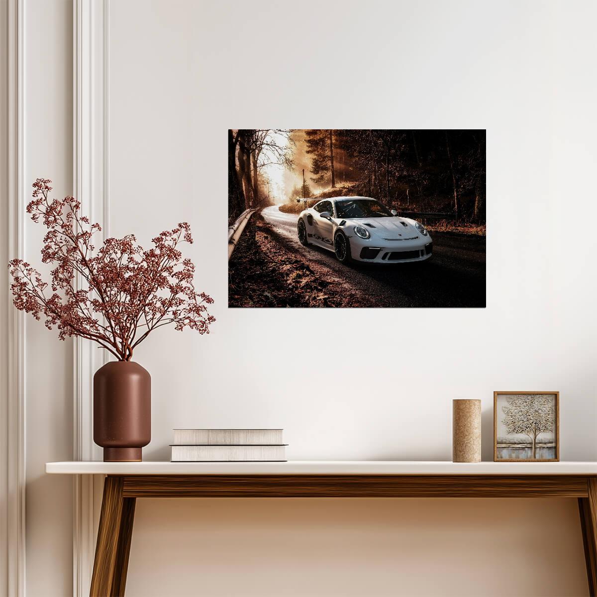 Porsche 911 GT3 RS (991.2) | White German Supercar Poster | Track Focused Sports Car Art - Cars Poster