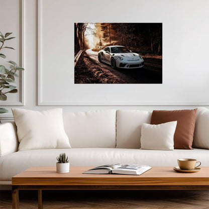Porsche 911 GT3 RS (991.2) | White German Supercar Poster | Track Focused Sports Car Art - Cars Poster