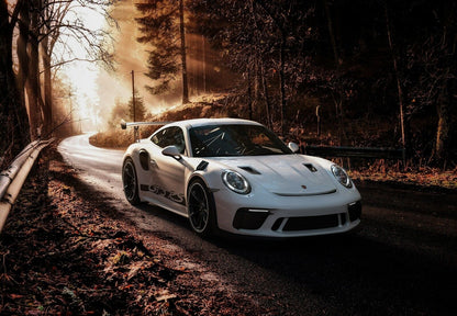 Porsche 911 GT3 RS (991.2) | White German Supercar Poster | Track Focused Sports Car Art - Cars Poster
