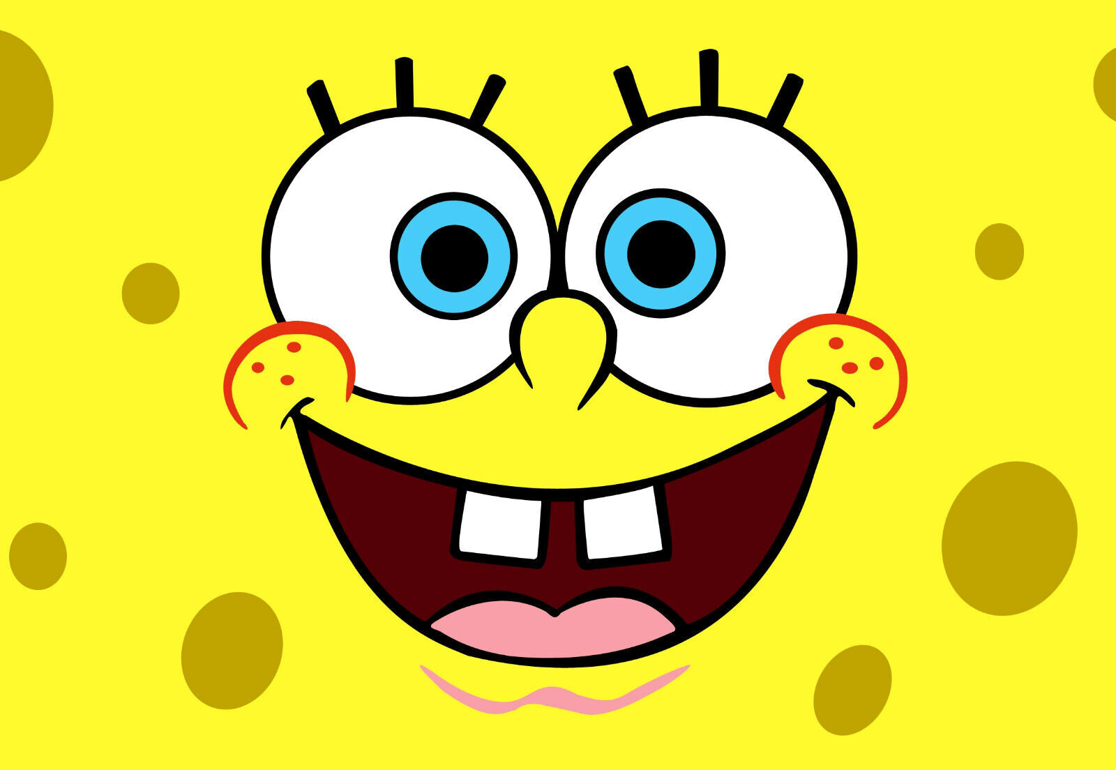 Spongebob Squarepants Happy Face | Close-Up Cartoon Poster | Kids Room Wall Art - Movies & TV Poster