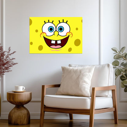 Spongebob Squarepants Happy Face | Close-Up Cartoon Poster | Kids Room Wall Art - Movies & TV Poster