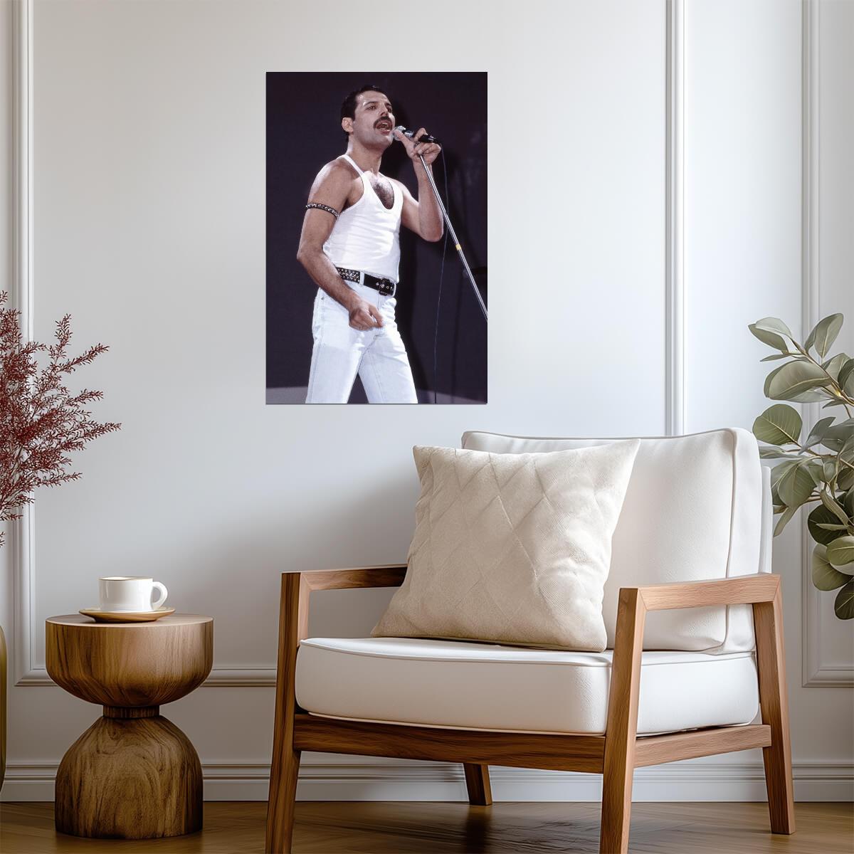 Freddie Mercury at Live Aid 1985 | Queen Concert Photo Poster | Rock Music Legend - Music Poster