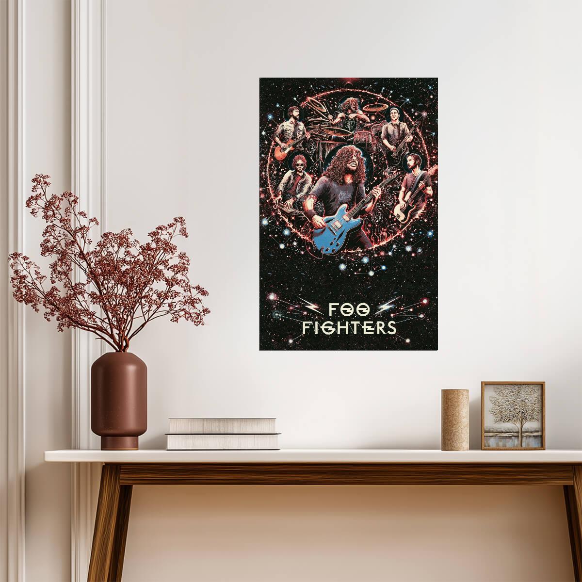 Foo Fighters Band Illustration | Psychedelic Rock Gig Poster | Cosmic Concert Wall Art - Music Poster