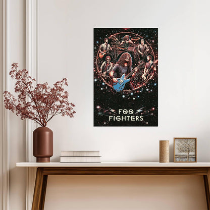 Foo Fighters Band Illustration | Psychedelic Rock Gig Poster | Cosmic Concert Wall Art - Music Poster