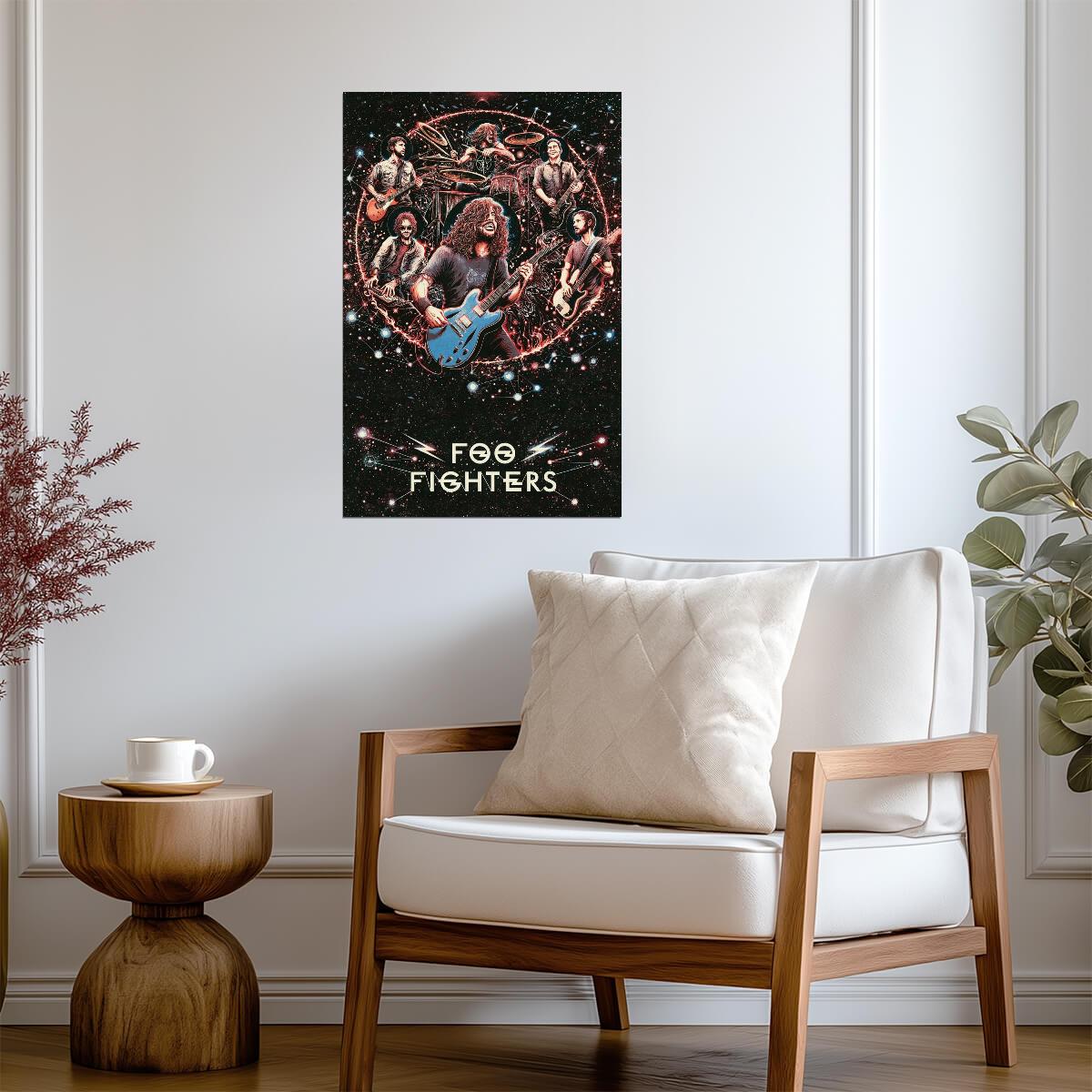 Foo Fighters Band Illustration | Psychedelic Rock Gig Poster | Cosmic Concert Wall Art - Music Poster