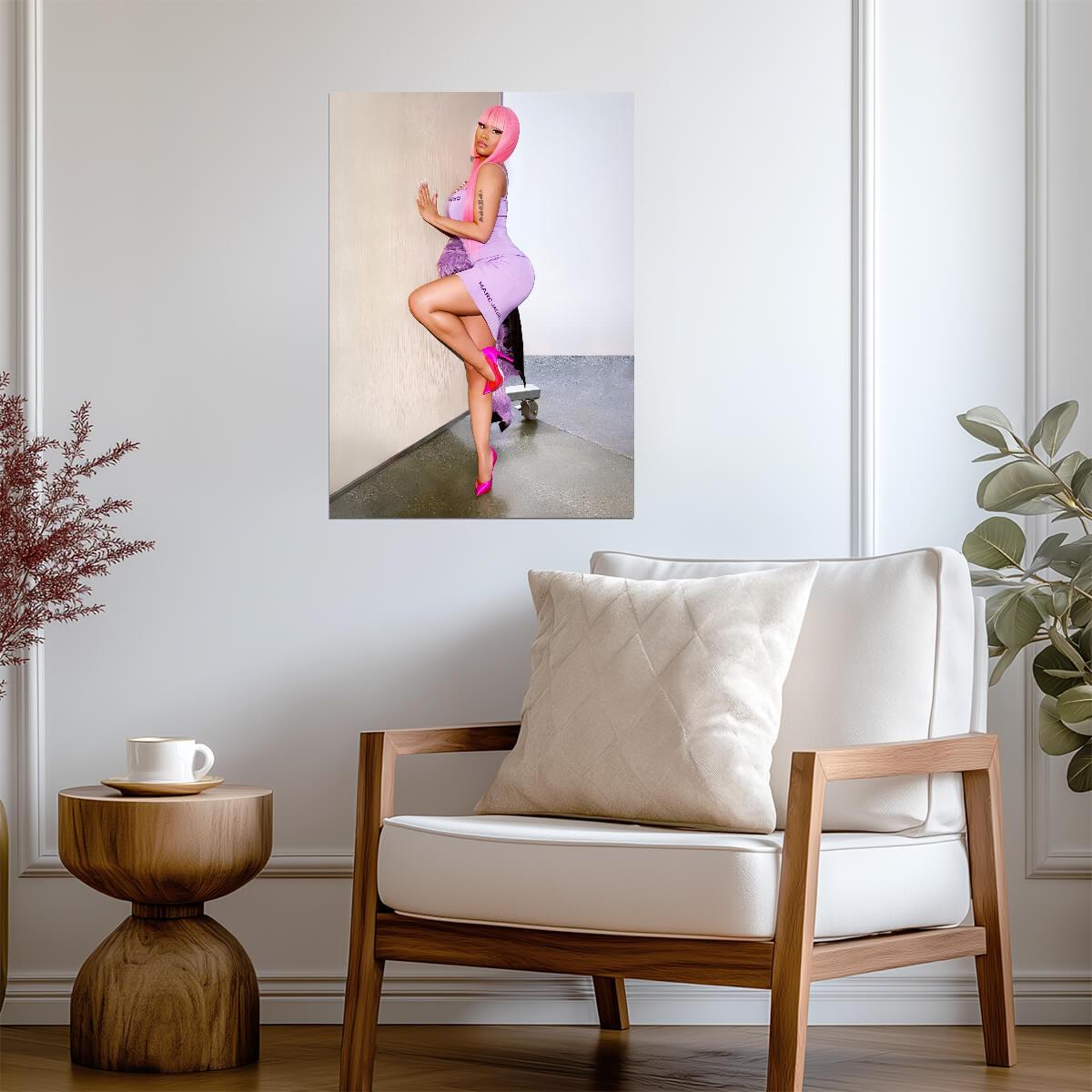 Nicki Minaj Marc Jacobs Dress | Pink Wig Fashion Poster | Celebrity Wall Art - Music Poster