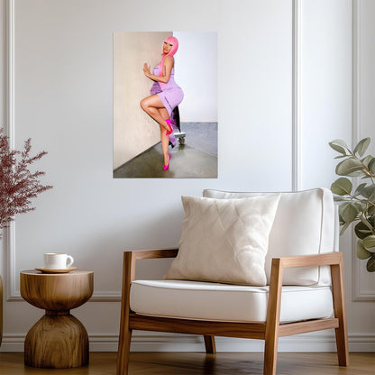 Nicki Minaj Marc Jacobs Dress | Pink Wig Fashion Poster | Celebrity Wall Art - Music Poster