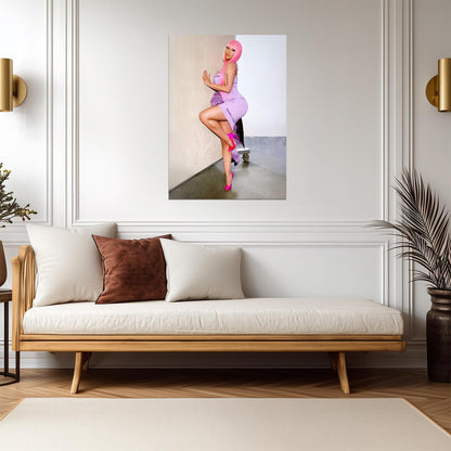 Nicki Minaj Marc Jacobs Dress | Pink Wig Fashion Poster | Celebrity Wall Art - Music Poster