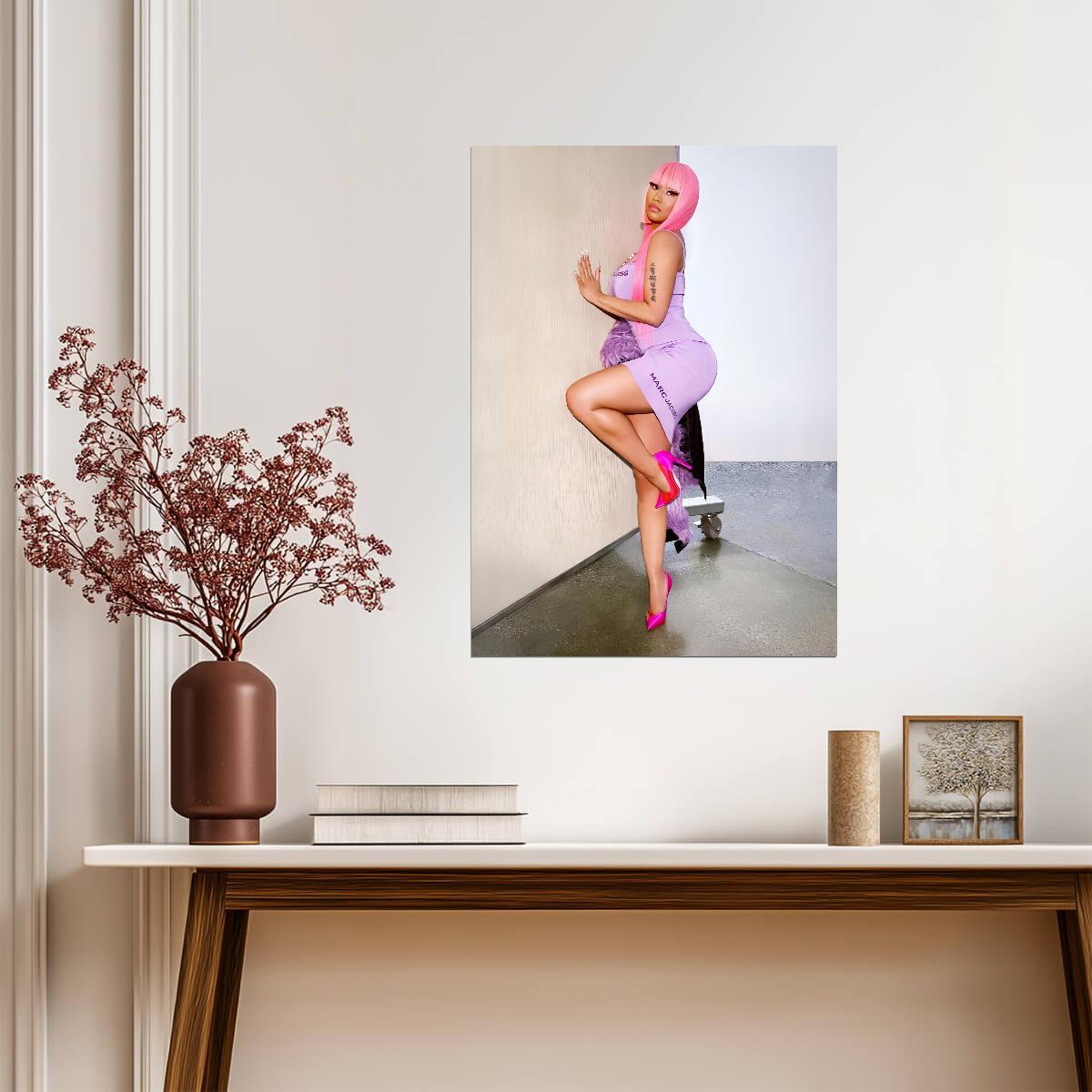 Nicki Minaj Marc Jacobs Dress | Pink Wig Fashion Poster | Celebrity Wall Art - Music Poster