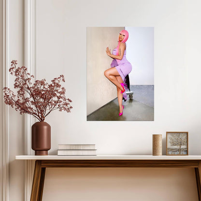 Nicki Minaj Marc Jacobs Dress | Pink Wig Fashion Poster | Celebrity Wall Art - Music Poster