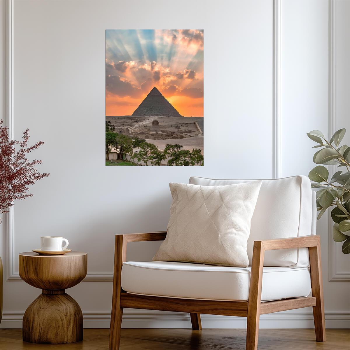 Great Pyramid of Giza and Sphinx at Sunset | Egypt Photography | Ancient Wonders Travel Poster - Photography Poster
