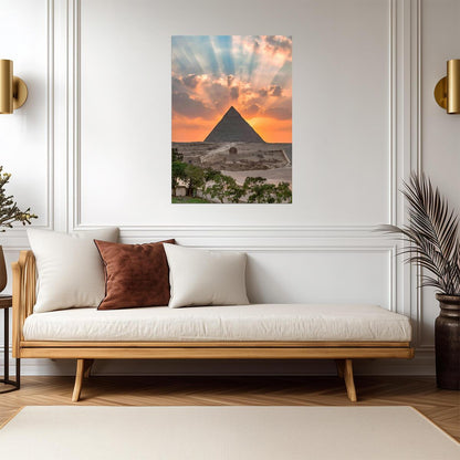 Great Pyramid of Giza and Sphinx at Sunset | Egypt Photography | Ancient Wonders Travel Poster - Photography Poster