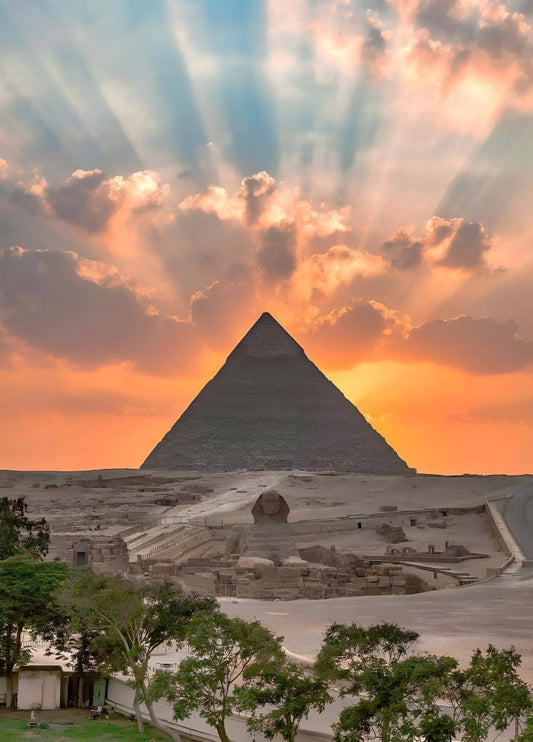 Great Pyramid of Giza and Sphinx at Sunset | Egypt Photography | Ancient Wonders Travel Poster - Photography Poster
