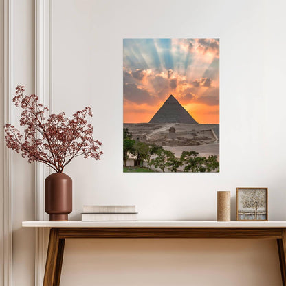 Great Pyramid of Giza and Sphinx at Sunset | Egypt Photography | Ancient Wonders Travel Poster - Photography Poster