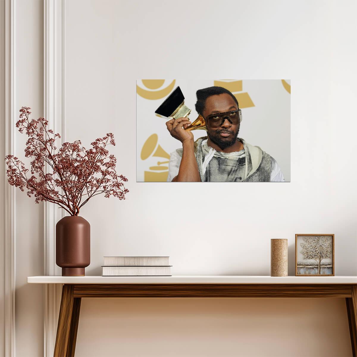 Will.i.am with Grammy Award | Music Producer Poster | Hip Hop Wall Art - Music Poster