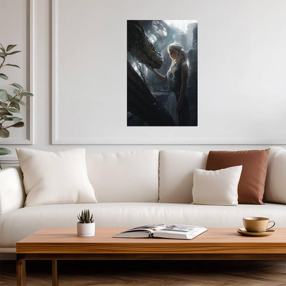 Game of Thrones Daenerys Targaryen and Drogon | Fantasy TV Show Art | Mother of Dragons Poster - Movies & TV Poster