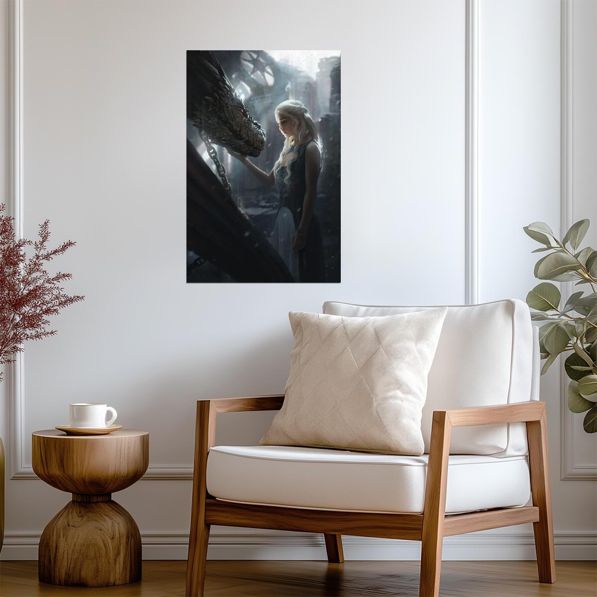 Game of Thrones Daenerys Targaryen and Drogon | Fantasy TV Show Art | Mother of Dragons Poster - Movies & TV Poster